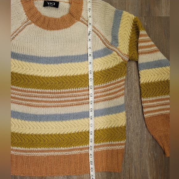 Vici Raglan Sleeve Knit Sweater Mustard Multi Size XSMALL (Oversized) - Picture 5 of 9